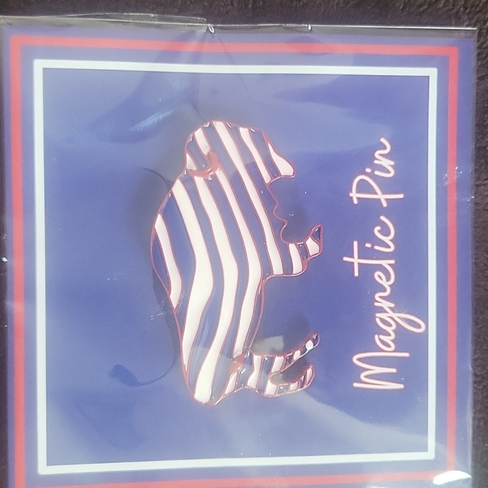 Go Bills! New S/2 Buffalo Bills Fans Crystal & Zubaz Buffalo Magnetic Brooches